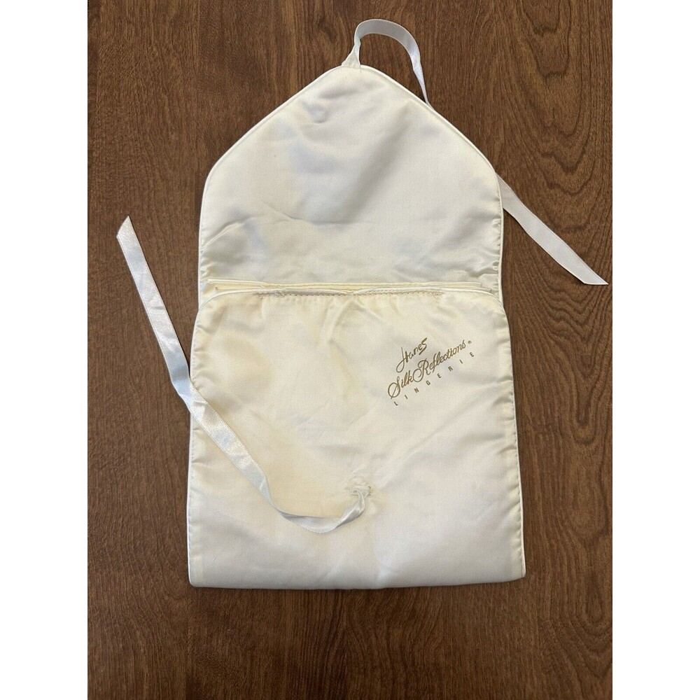 Hanes Silk Reflections Lingerie Bag White Satin Vintage